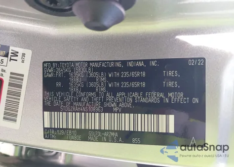 2022 Toyota Highlander Xle from USA, damaged, VIN 5TDGZRAH4NS108963